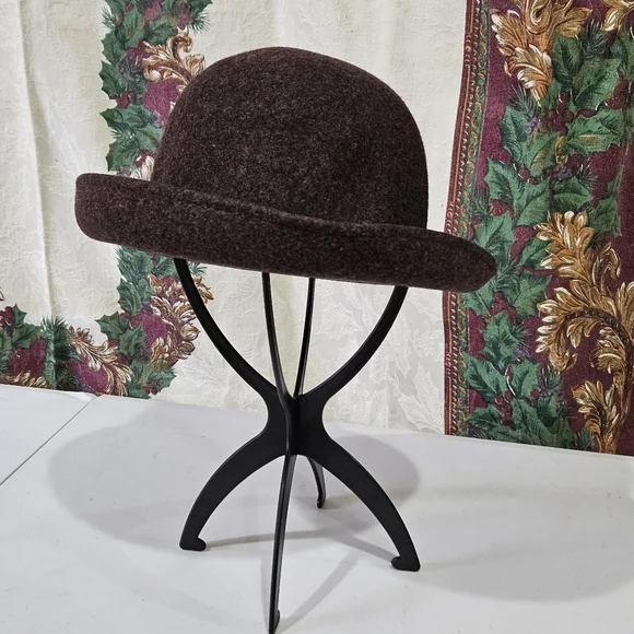 Vintage Brown PLATANIA Women's 100% Wool Hat - Made In Italy 🇮🇹 - Picture 1 of 5
